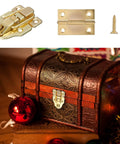 Two Pack Retro Gold Duckbilled Hasp Latch Set With Padlock Hole And Four Hinges Plus Twenty Four Mounting Screws Kit
