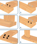 24 Piece Doweling Center Transfer Plugs Set For Woodworking Pro Grade With Four Sizes in use for precise dowel placement in wood joints