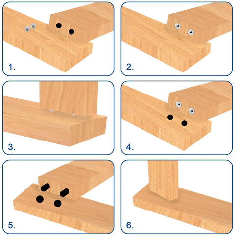 24 Piece Doweling Center Transfer Plugs Set For Woodworking Pro Grade With Four Sizes in use for precise dowel placement in wood joints