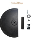 33 Lb Half Round Heavy Duty Base Stand Weight For Outdoor Patio Market Umbrella In Black, Durable Resin Concrete Composite