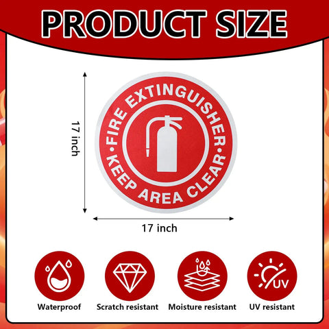 Set Of Ten Non Reflective Fire Extinguisher Keep Area Clear Floor Stickers Nailed Down Safety Zone Markers No Sweat Install Heavy Duty Quick Grip Bond Designed To Rock Solid On Concrete For Warehouses And Shops