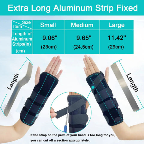 Image showing Unisex Forearm And Wrist Support Splint Brace With Double Fixation For Carpal Tunnel, various sizes with aluminum strips.