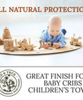 Baby playing with wooden toys, treated with Danish Oil Wood Finish Quart Pure Polymerized Linseed Oil For Furniture Rustic Pieces.