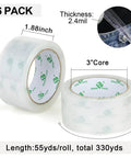 No Noise Clear Packing Tape Heavy Duty Packaging Tape Refill Rolls For Sealing And Shipping 2.4 Mil 1.88 Inch 6 pack