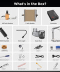 Components included with 4040 Pro Max CNC Router Machine For Makers With 500W Spindle NEMA 23, including spindle and tools.