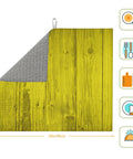 Wood Grain Print Microfiber Dish Drying Mat For Kitchen Counter, Ultra Absorbent Surface, Machine Washable Rack Pad, 16x18 Inch Quick Dry Dish Pad, Keeps Counters Dry, Mess Free, shown folded to reveal non-slip back and measurements