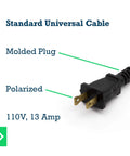 Heavy Duty Tool Replacement Power Cord SJT 18 Gauge Two Wire Six And A Half Feet Two Prong Stripped Ends With Rubber Strain Relief Boot