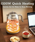 1.7L Large Electric Kettle With Thermometer, 1200W Fast Boil, Auto Shut Off, 304 Stainless Steel Coffee And Tea Kettle