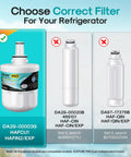 Get Fresh Clean Water Every Time With These Awesome NSF Certified Fridge Water Filter Replacements Designed To Kick Out PFOA PFOS And Tons Of Other Contaminants Perfect Fit For Samsung DA29 00003A Models And Similar Comes As A Value Three Pack, showing correct filter model choice
