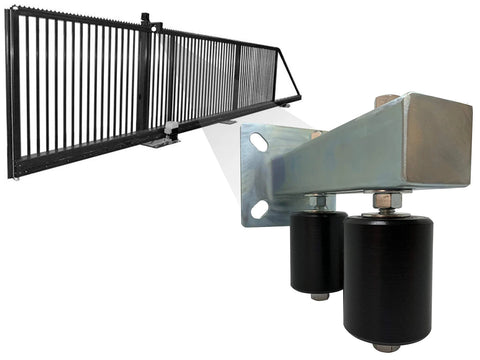 Adjustable Slide Gate Dual Guide Rollers For Sliding Gates 3 Inch Black Rear Post Bolted Bracket Mount with UHMW Nylon