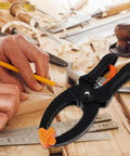 A-Type Quick Release Ratchet Spring Clamps 2-Pack for Woodworking and Photography Backdrop Cloth Clips, 6-Inch on workbench