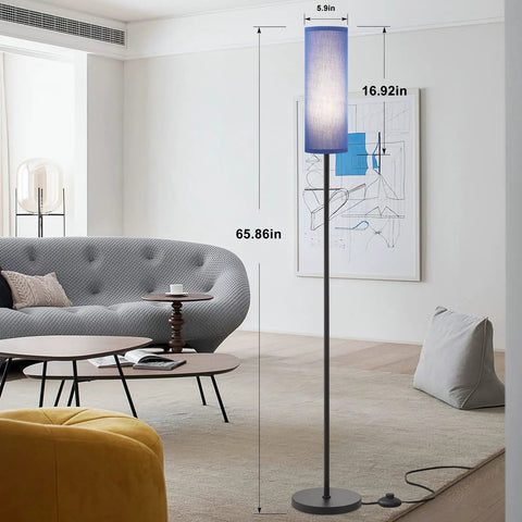 Blue Shade Floor Lamp Tall 65 Inch Standing Lamp For Living Room And Bedroom, Dope Modern Minimalist Pole Lamp With Industrial Style, E26 Bulb Ready, Ideal Home Decor For Office