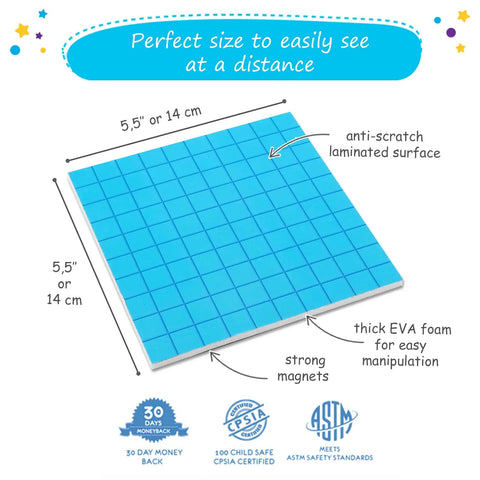 131-Piece Jumbo Magnetic Base Ten Blocks Set with strong magnets, anti-scratch surface, and thick EVA foam, 5.5-inch size.