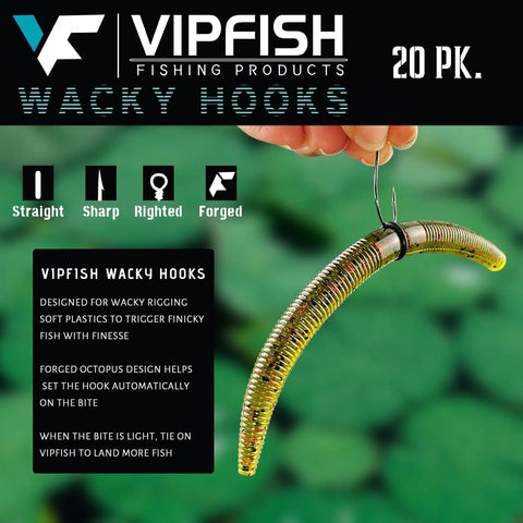 Hand holding a wacky hook with fishing worm, part of All In One Fishing Tackle Kit With 400 Plus Pieces Box Set Hooks Weights Sinkers Swivels Beads Bobbers And More For Bass Trout Beginners And Pro Anglers Great Gift For Men And Kids.