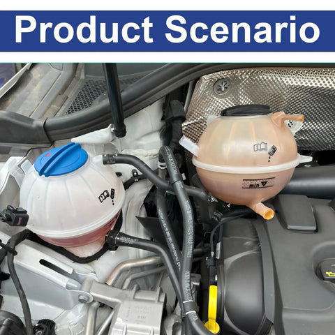 Durable Coolant Reservoir Tank With Cap keeps your ride cooling slick in engine compartment showcasing tank fit for VW Audi.