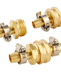 Brass Garden Hose Repair Kit 2 Pack With Clamps 1/2 Inch Barb To 3/4 Inch GHT Adapters, metal fittings for 1/2 inch hoses