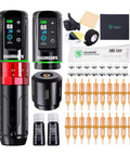 Cordless Tattoo Gun Kit Pro Grade Pen Machine With 7 Stroke Options Long Battery Life Two Batteries Power Supply Mcore Motor Needles And Cartridges For Pro Artists with batteries and cartridges