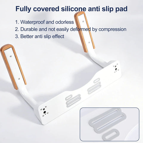 Hella Strong Toilet Safety Rails For Seniors With Badass Flip Up Armrests And Built Like A Truck Carbon Steel Frame, Tight Adjustable Grab Bar Setup For Bathroom Security, Brown Finish with anti-slip silicone pads.