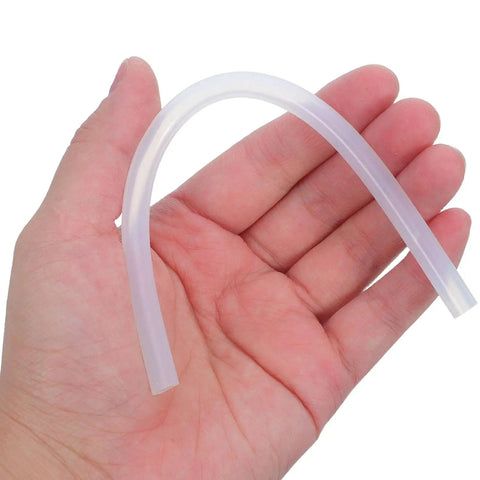 Flexible Silicone Desoldering Hose Replacement Set 2 Pack Pro Grade Solder Extraction Tool Tube Heat Resistant For Electronic Maintenance And PCB Solder Removal Durable Pump Tube held in a hand