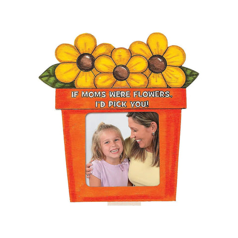 Paintable Wooden Picture Frame Kit for Kids Bulk 12 Pack with Easel Backs Kid Friendly Perfect Mothers Day Crafts Floral Pot Design