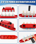 Get Your Rig Powered Up With A 250 Amp Three Eighths Inch Power Distribution Block Featuring Four Studs A Heavy Duty Busbar Terminal Block For Automotive And Marine Use Includes Cover For Positive And Negative showing different angles