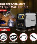 110/220V MMA Arc Welder 160A with LED display, electrode holder, crimping tool, brush, and IGBT inverter for home shop projects.