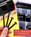 Durable M6 Hex Drive Socket Cap Bolts Kit with Countersunk Round Heads, black zinc coated fasteners, storage box view
