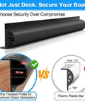 Diagram of P Profile Dock Bumpers comparing thickness with flimsier plastic bar for heavy duty wall EPDM rubber docking fender black