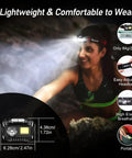 Woman wearing Beefy Rechargeable LED Headlamp with Stepless Dimming 2000 Lumen beaming in dark outdoor setting