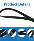 Washer Drive Belt Replaces WPW10388414 W10388414 8183269 W10116915 8182633 8181670 AP6020747 PS11754067 51.1 Inch Total Length 7 Ribs 6 Grooves black ribbed belt