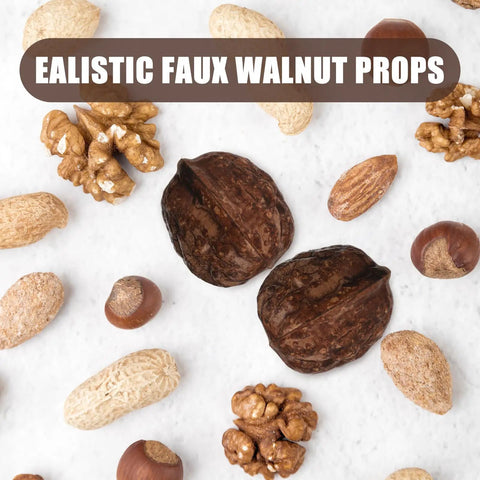 24Pcs Realistic Artificial Walnut Nuts Miniature Faux Fruit Photo Props For Home Table Display Staging And Food Styling