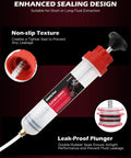 200Cc No Sweat Fluid Extractor Pump With Hella Long Flexible Silicone Hose, showing leak-proof design and non-slip grip.