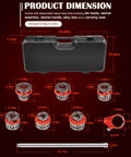 12R Manual Exposed Ratchet Pipe Threader Set With 6 NPT Die Heads From Half Inch To Two Inch Pipe Portable Tool Kit With Storage Case For Plumbing Installation And Repair displayed with dimensions