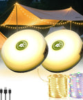 2 Pack Camping String Lights 4 In 1 Camp Light With 8 Modes And 32.8 Feet Hanging Tent Lights near a camper tent
