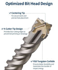 3/8 in x 12 in SDS Plus rotary hammer drill bit with Firecore tungsten carbide for concrete and masonry