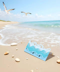 Beach Wave Metal Cutting Dies Set For Scrapbooking And Card Making, Summer Stencil And Embossing Templates on sandy beach with seagulls.