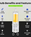 T4 LED G9 Base Bulb Dimmable 35W Equivalent Warm White 3000K 120V 350 Lumens 10,000 Hour Life UL Listed Energy Saver image