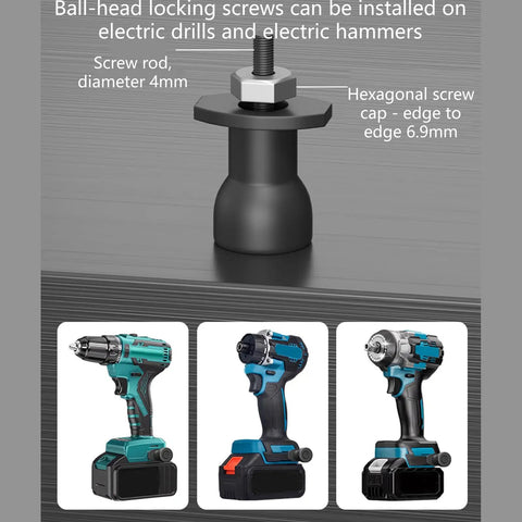 Ball-head locking screw with 4mm screw rod, compatible with electric drills and hammers, features hexagonal screw cap.