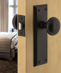 New York Style Door Knob With Plate Classic Round Knob And Long Back Plate For Interior Doors Premium Finish Options In Oil Rubbed Bronze