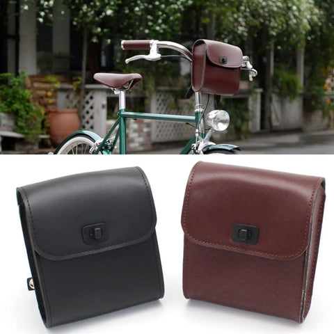 Lightweight Handlebar Bike Bag Pouch For Cyclists Water Resistant Tube Storage Bag with two color options on bike