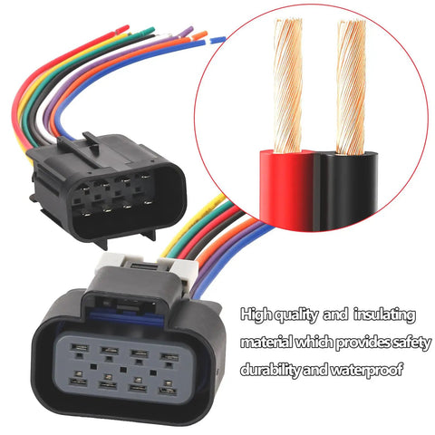 Chevrolet Silverado 8 Pin Headlights Connector Harness Plug And Play Wire for 2007-2015 Silverado showing male and female connectors