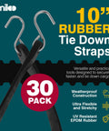 Heavy Duty Rubber Bungee Cords With Hooks For Tarp And Cargo Straps Made In USA 10 inch pack of 30 tie downs for trucks and trailers