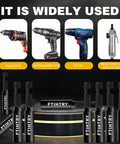 Magnetic Extension Socket Drill Bit Holder Set With 60mm 100mm And 150mm Extensions Nine Piece Quick Change Hex Shank Screwdriver Extensions Pro Grade Chrome Vanadium Steel Construction with drills behind