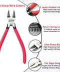 6 Inch Flush Cut Wire Cutters Set 5 Pack With Non Slip Handles, Spring Loaded Diagonal Cutting Pliers for jewelry making