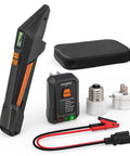Circuit Breaker Finder And GFCI Outlet Tester Digital Receiver Pro Grade With Color Screen NCV Detection For Home Electrical Safety Includes Carrying Case And Adapters 90 To 135V AC Circuits FTCT02 shown with accessories.