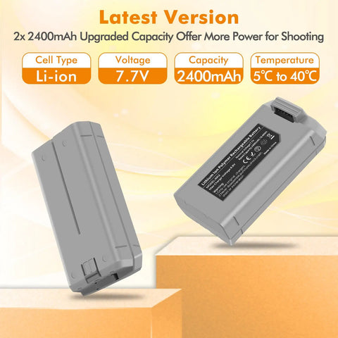 Two Pack 2400mAh Intelligent Flight Batteries For DJI Mini 2 SE and Mini 2 with Li-ion cell type and specifications