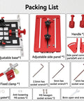 Beefy Adjustable Joinery Sled For Table Saw And Router Pro Grade Precision Slide Table components, including base, side panel, and tools.