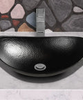 19 Inch Harbor Vessel Sink for Bathroom, Above Counter Hand Hammered Matte Black Aluminum Vanity Basin