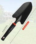 Ergonomic Garden Trowel With Comfort Grip Built Tough Stainless Steel Hand Shovel For Digging Weeding And Transplanting Rust Proof Coating Keeps It Going Durable For Bulbs Seedlings Weeds And Hard Clay Soil with measurements.