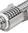 Close-up of Pro Grade Anti Backlash Ball Screw Kit SFU1605 450mm with metal deflector nut and ball nut housing.